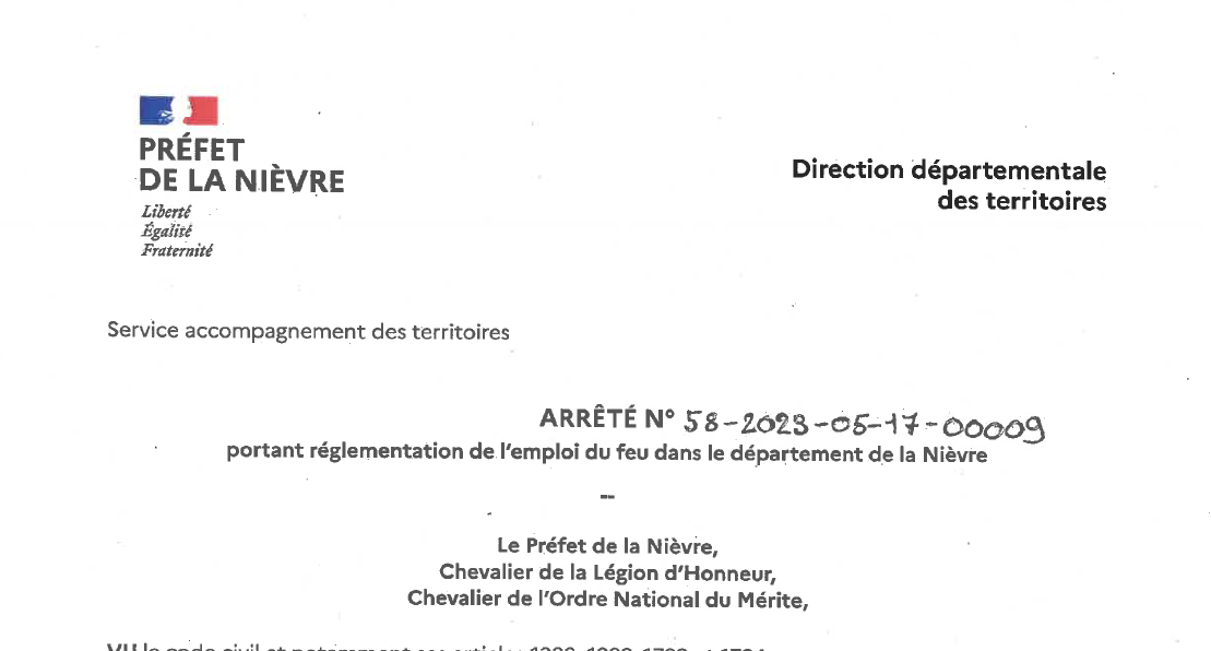 Arreté préfectoral